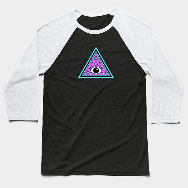 All Seeing eye - light blue with purple Baseball T-Shirt by Just In Tee Shirts